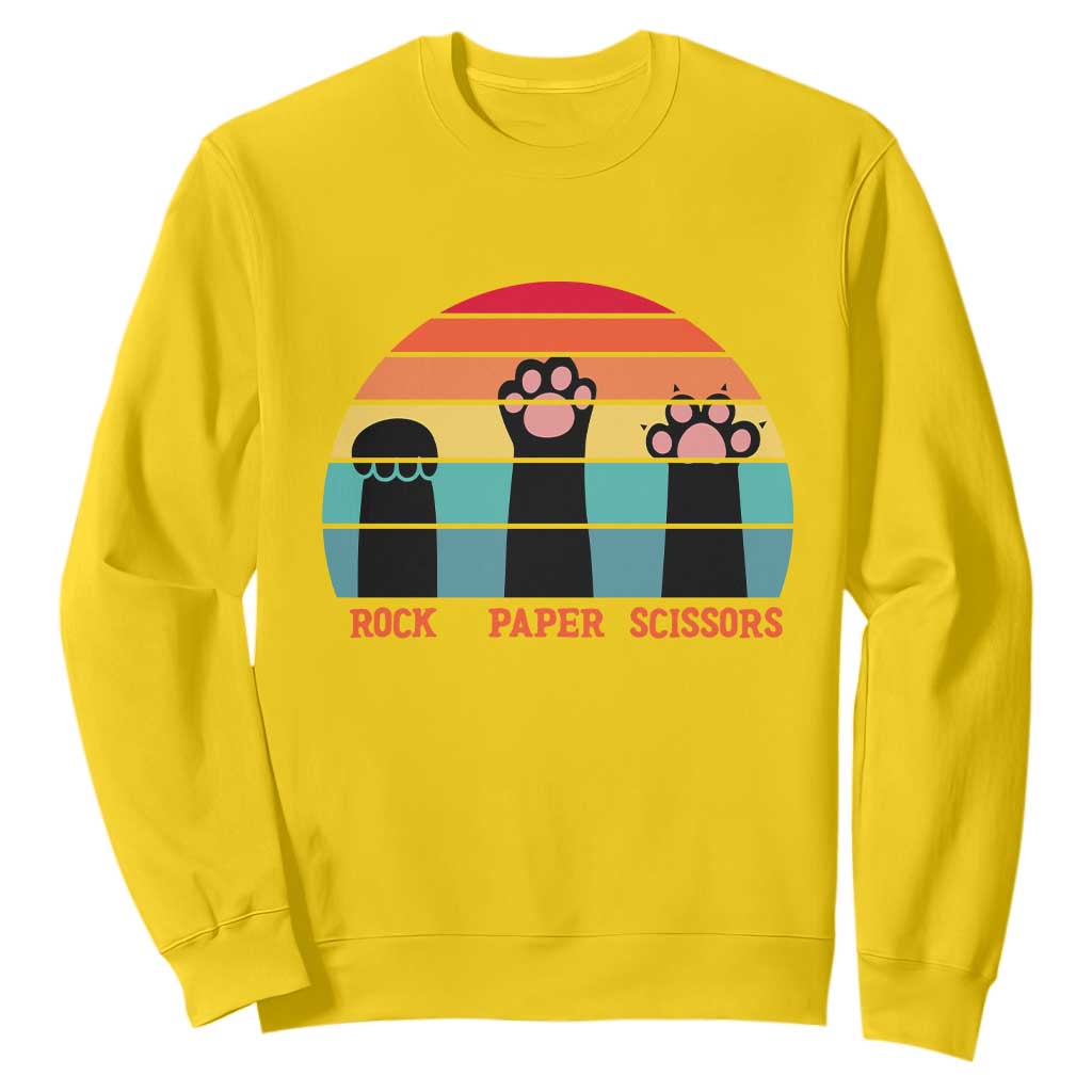 Funny Vintage Black Cat Introvert Sweatshirt Rock Paper Scissors Paw TS12 Daisy Print Your Wear