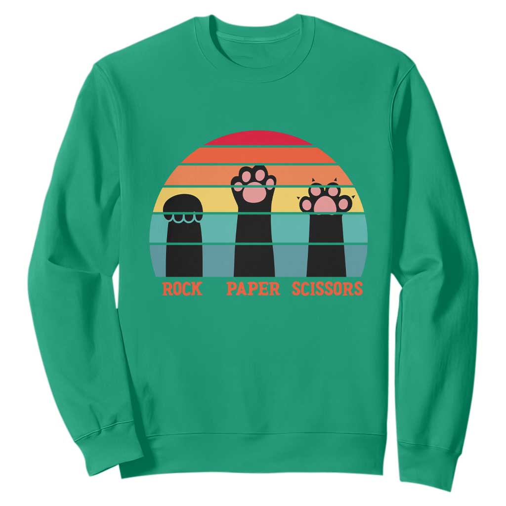 Funny Vintage Black Cat Introvert Sweatshirt Rock Paper Scissors Paw TS12 Irish Green Print Your Wear