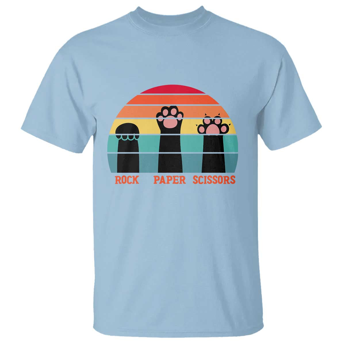 Funny Vintage Black Cat Introvert T Shirt Rock Paper Scissors Paw TS12 Light Blue Print Your Wear