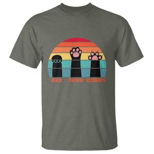Funny Vintage Black Cat Introvert T Shirt Rock Paper Scissors Paw TS12 Military Green Print Your Wear