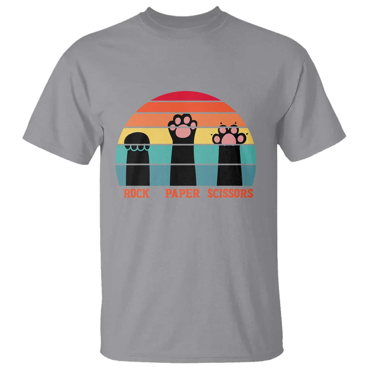 Funny Vintage Black Cat Introvert T Shirt Rock Paper Scissors Paw TS12 Sport Gray Print Your Wear