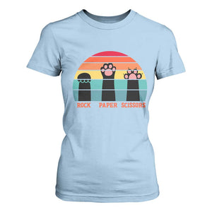 Funny Vintage Black Cat Introvert T Shirt For Women Rock Paper Scissors Paw TS12 Light Blue Print Your Wear