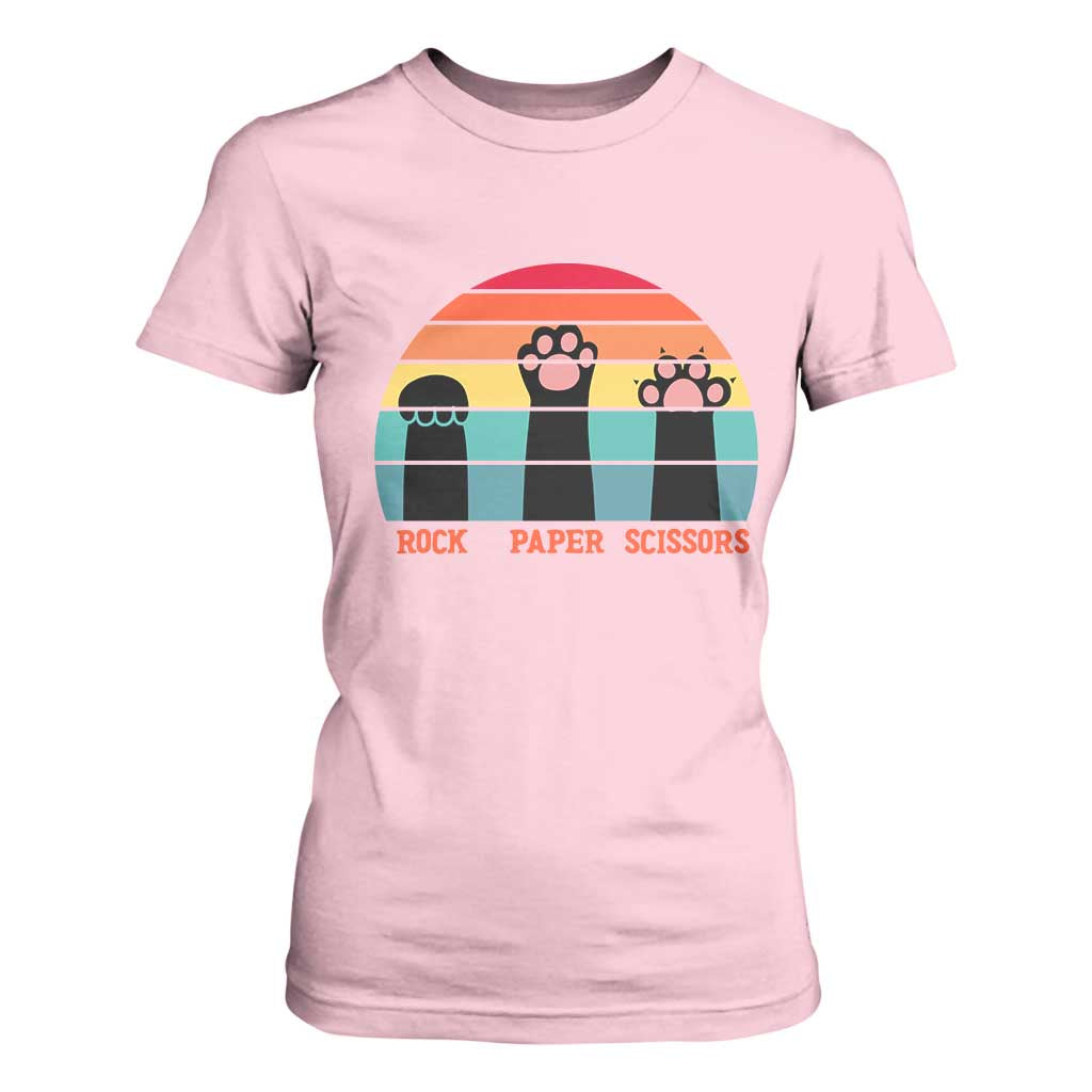 Funny Vintage Black Cat Introvert T Shirt For Women Rock Paper Scissors Paw TS12 Light Pink Print Your Wear
