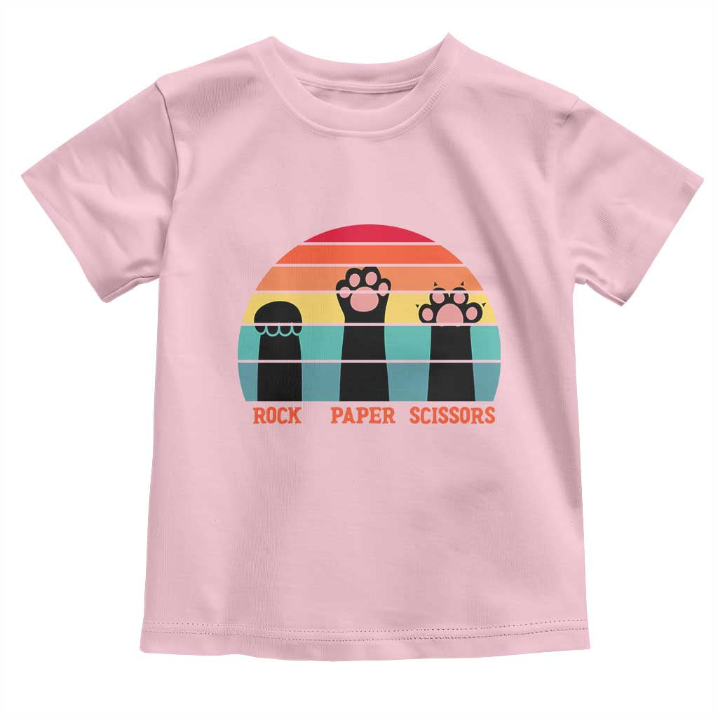 Funny Vintage Black Cat Introvert Toddler T Shirt Rock Paper Scissors Paw TS12 Light Pink Print Your Wear