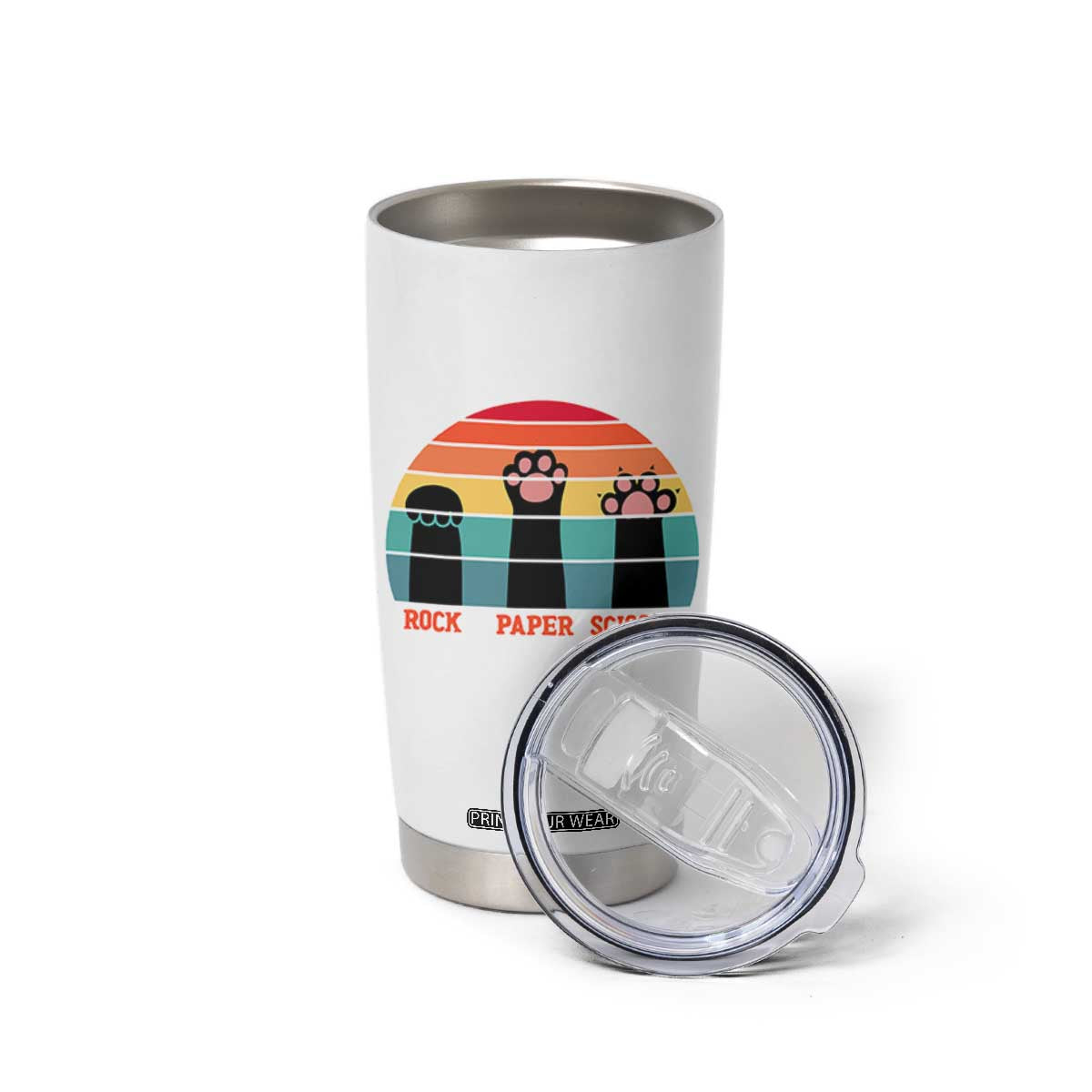 Funny Vintage Black Cat Introvert Tumbler Cup Rock Paper Scissors Paw TS12 Print Your Wear