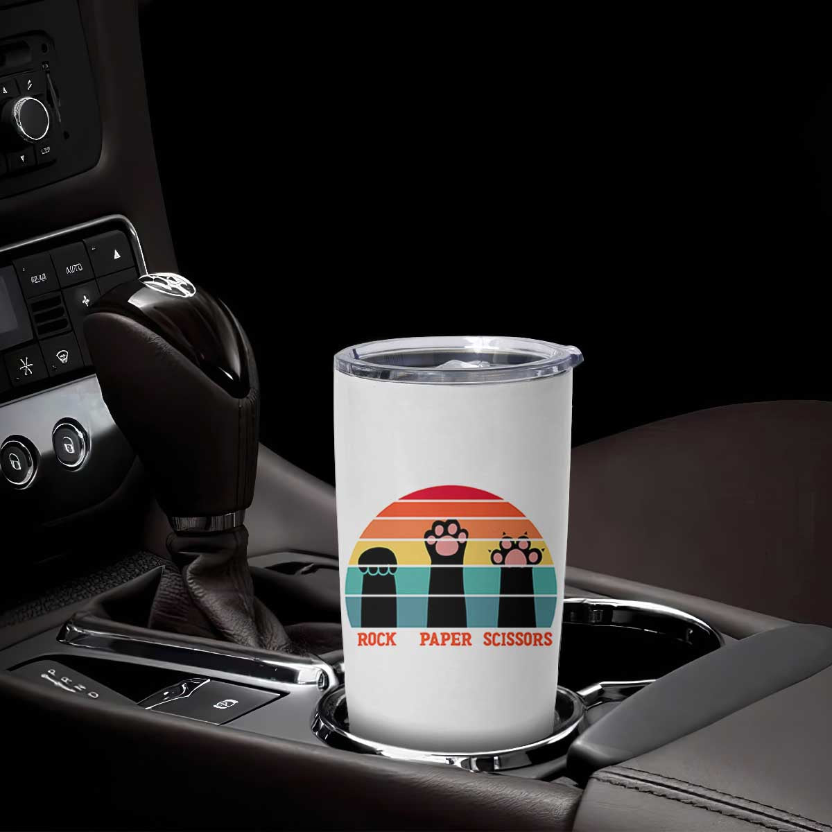 Funny Vintage Black Cat Introvert Tumbler Cup Rock Paper Scissors Paw TS12 Print Your Wear