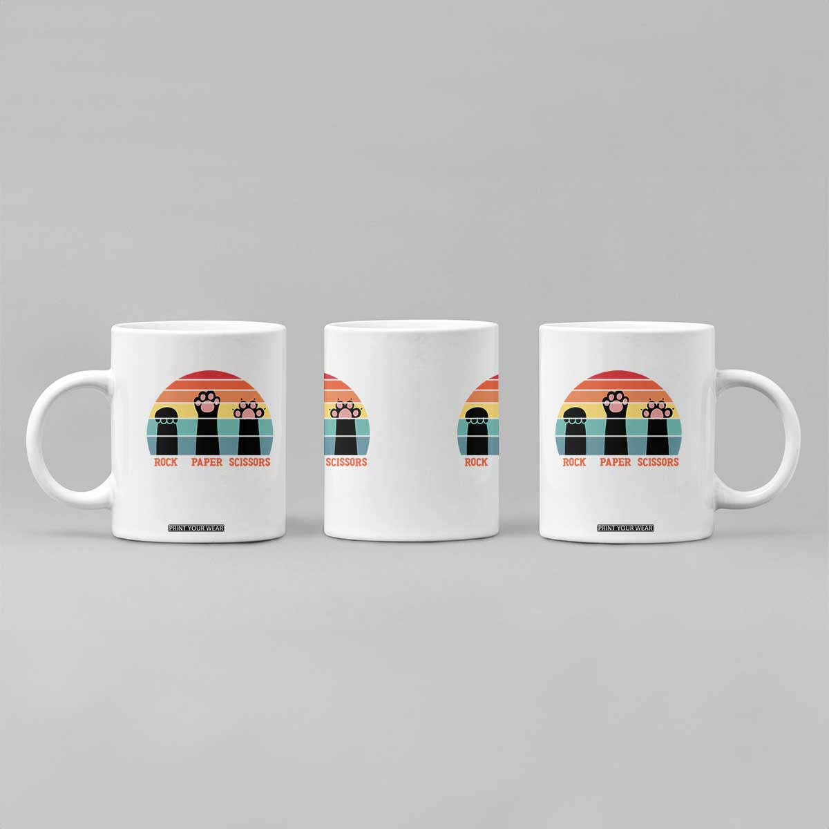 Funny Vintage Black Cat Introvert Coffee Mug Rock Paper Scissors Paw TS12 Print Your Wear