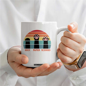 Funny Vintage Black Cat Introvert Coffee Mug Rock Paper Scissors Paw TS12 Print Your Wear