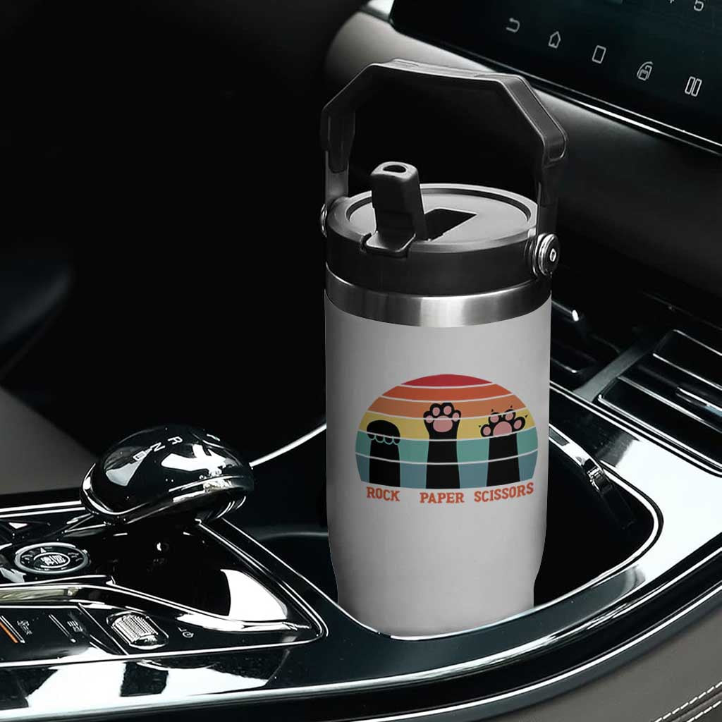 Funny Vintage Black Cat Introvert Flip Straw Tumbler Rock Paper Scissors Paw TS12 Print Your Wear