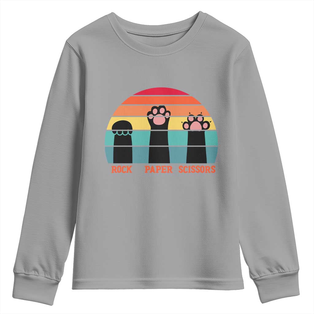 Funny Vintage Black Cat Introvert Youth Sweatshirt Rock Paper Scissors Paw TS12 Sport Gray Print Your Wear