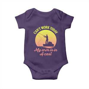 Funny Fishing Enthusiast Gift Baby Onesie I Cant Work Today My Arm Is In A Cast TS12 Purple Print Your Wear