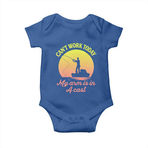 Funny Fishing Enthusiast Gift Baby Onesie I Cant Work Today My Arm Is In A Cast TS12 Royal Blue Print Your Wear