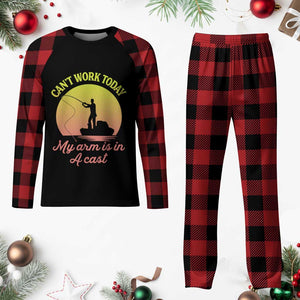 Funny Fishing Enthusiast Gift Plaid Pajama Set I Cant Work Today My Arm Is In A Cast TS12 Buffalo Plaid Print Your Wear