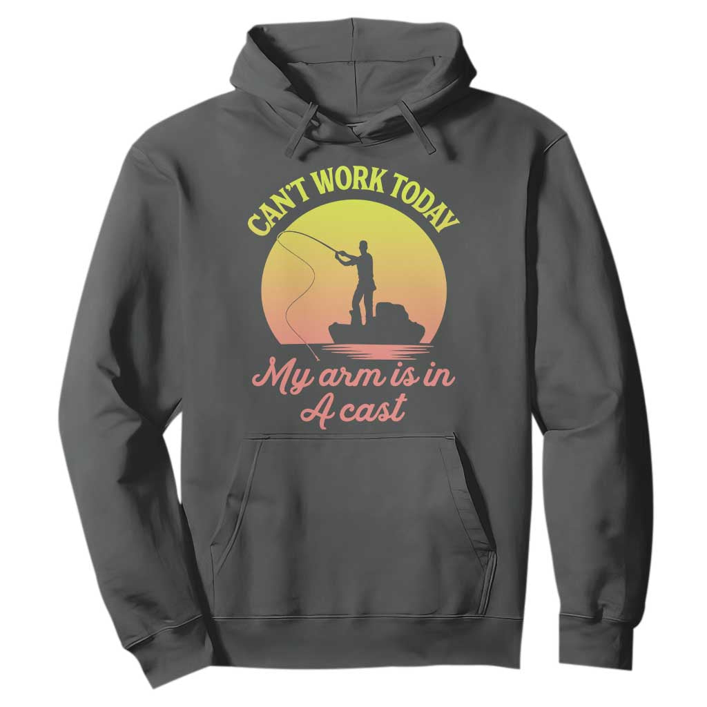 Funny Fishing Enthusiast Gift Hoodie I Cant Work Today My Arm Is In A Cast TS12 Dark Heather Print Your Wear