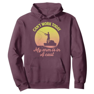 Funny Fishing Enthusiast Gift Hoodie I Cant Work Today My Arm Is In A Cast TS12 Maroon Print Your Wear