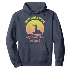 Funny Fishing Enthusiast Gift Hoodie I Cant Work Today My Arm Is In A Cast TS12 Navy Print Your Wear