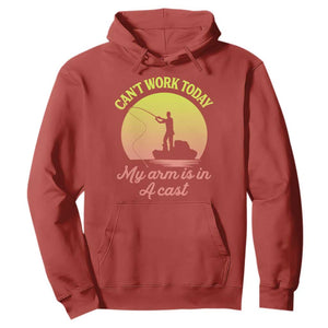 Funny Fishing Enthusiast Gift Hoodie I Cant Work Today My Arm Is In A Cast TS12 Red Print Your Wear