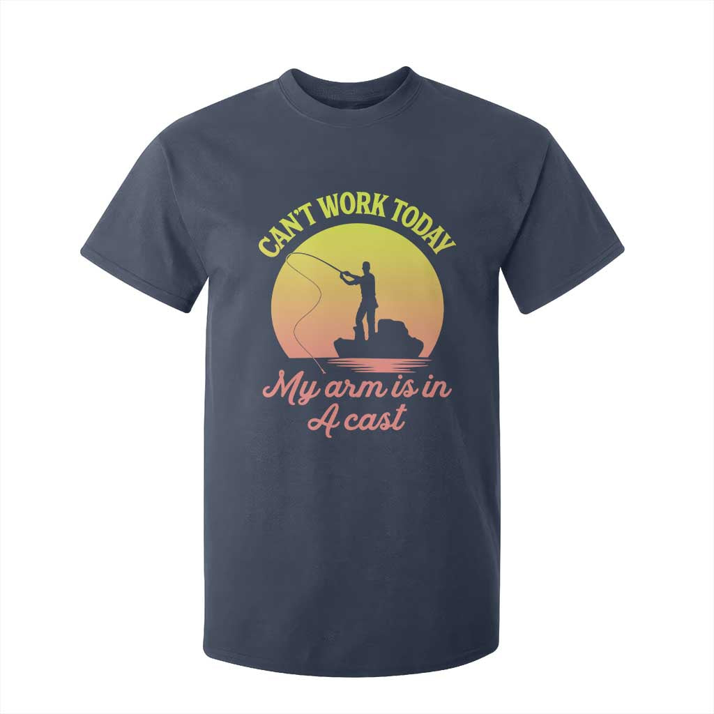 Funny Fishing Enthusiast Gift T Shirt For Kid I Cant Work Today My Arm Is In A Cast TS12 Navy Print Your Wear