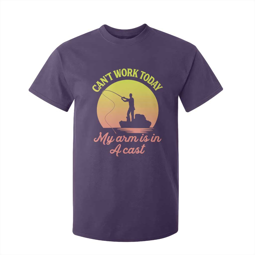 Funny Fishing Enthusiast Gift T Shirt For Kid I Cant Work Today My Arm Is In A Cast TS12 Purple Print Your Wear