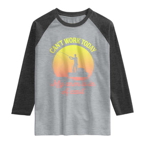 Funny Fishing Enthusiast Gift Raglan Shirt I Cant Work Today My Arm Is In A Cast TS12 Heather Gray Heather Charcoal Print Your Wear
