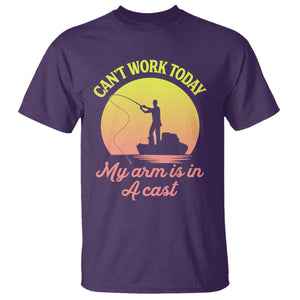 Funny Fishing Enthusiast Gift T Shirt I Cant Work Today My Arm Is In A Cast TS12 Purple Print Your Wear
