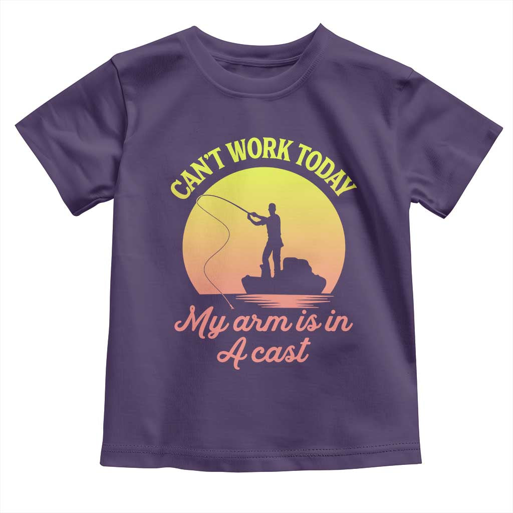 Funny Fishing Enthusiast Gift Toddler T Shirt I Cant Work Today My Arm Is In A Cast TS12 Purple Print Your Wear