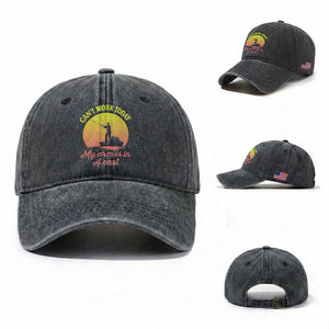 Funny Fishing Enthusiast Gift Washed Cotton Baseball Cap I Cant Work Today My Arm Is In A Cast TS12 Washed Cap Universal Fit Dark Gray Print Your Wear