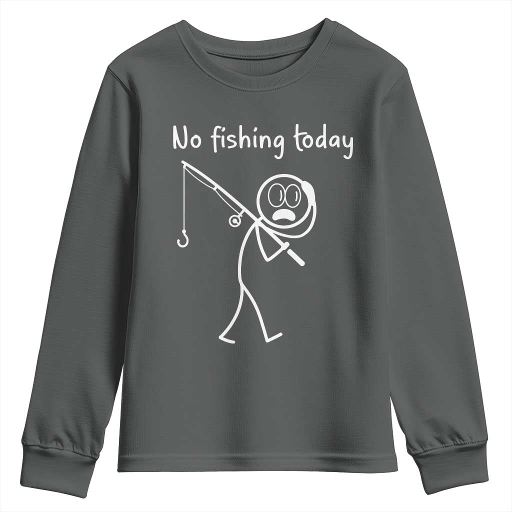 Funny Angler Gift Youth Sweatshirt No Fishing Today TS12 Dark Heather Print Your Wear