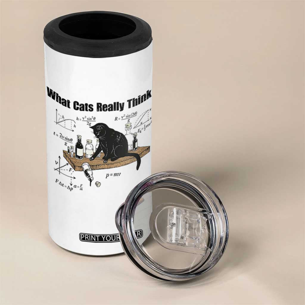 Funny Physics Cat Meme 4 in 1 Can Cooler Tumbler What Cats Really Think TS12 Print Your Wear