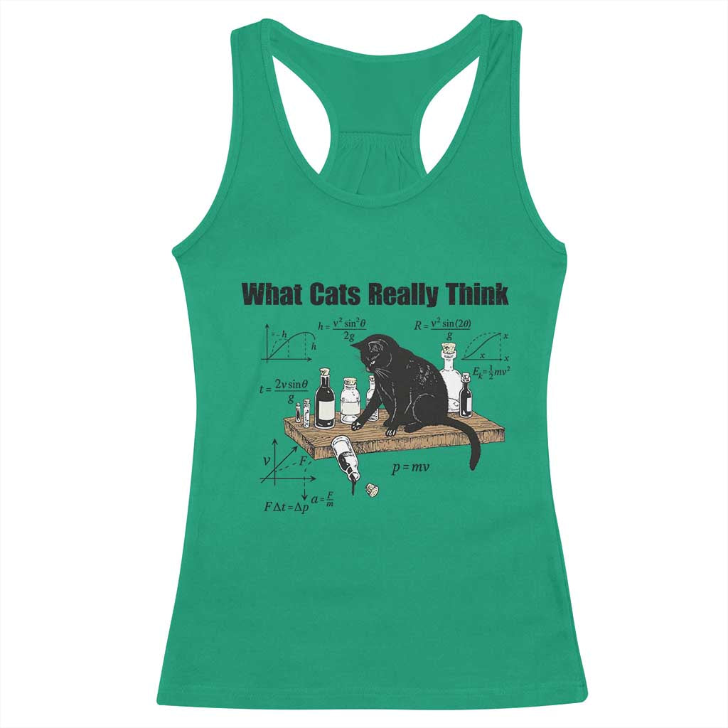 Funny Physics Cat Meme Racerback Tank Top What Cats Really Think TS12 Irish Green Print Your Wear