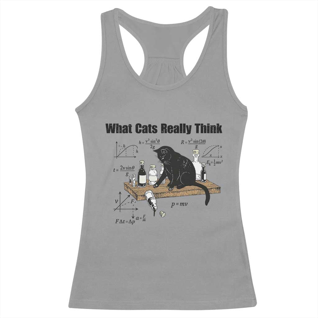 Funny Physics Cat Meme Racerback Tank Top What Cats Really Think TS12 Sport Gray Print Your Wear