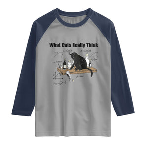 Funny Physics Cat Meme Raglan Shirt What Cats Really Think TS12 Sport Gray Navy Print Your Wear