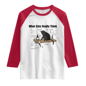 Funny Physics Cat Meme Raglan Shirt What Cats Really Think TS12 White Red Print Your Wear