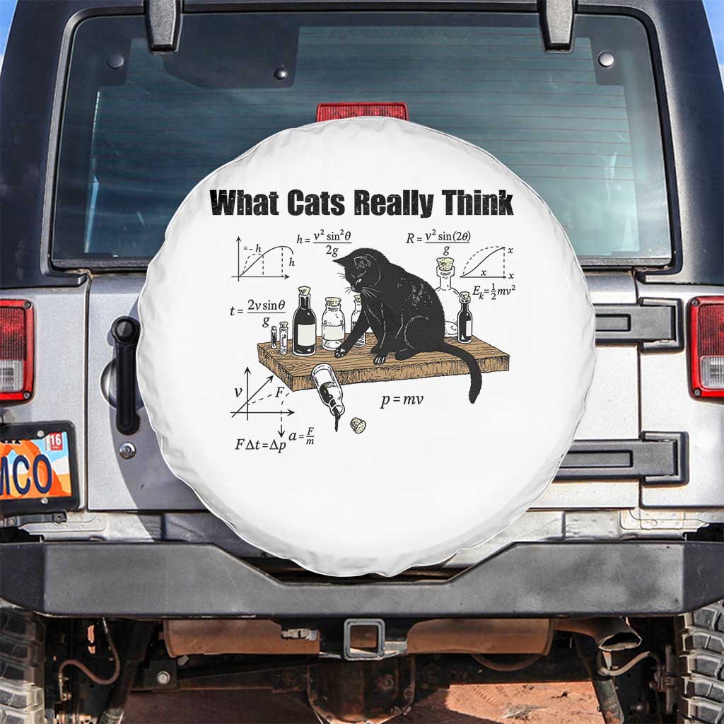 Funny Physics Cat Meme Spare Tire Cover What Cats Really Think TS12 No hole White Print Your Wear