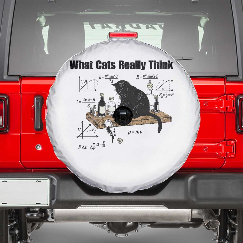 Funny Physics Cat Meme Spare Tire Cover What Cats Really Think TS12 White Print Your Wear