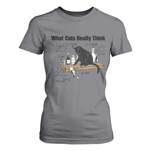 Funny Physics Cat Meme T Shirt For Women What Cats Really Think TS12 Charcoal Print Your Wear