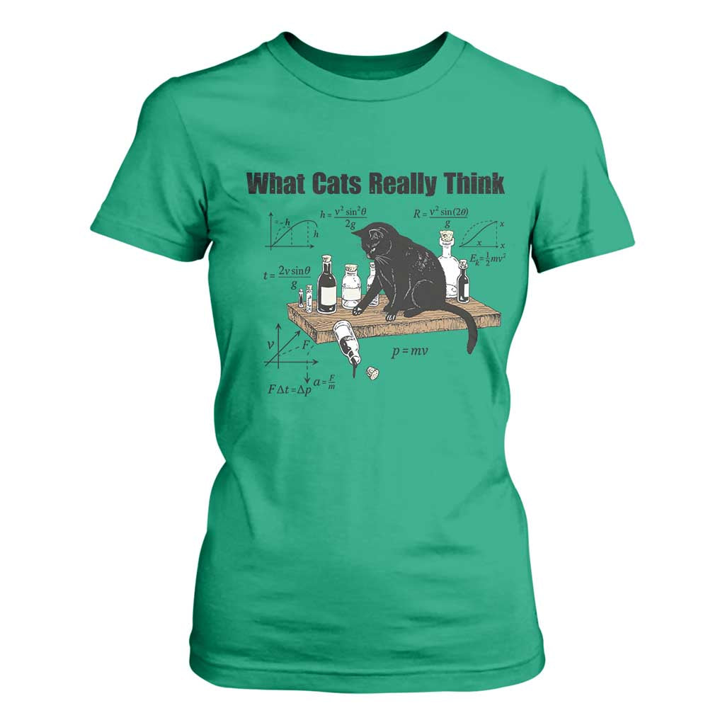 Funny Physics Cat Meme T Shirt For Women What Cats Really Think TS12 Irish Green Print Your Wear