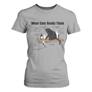 Funny Physics Cat Meme T Shirt For Women What Cats Really Think TS12 Sport Gray Print Your Wear