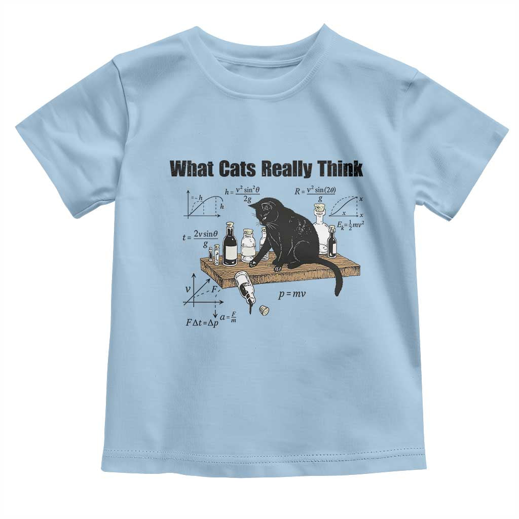 Funny Physics Cat Meme Toddler T Shirt What Cats Really Think TS12 Light Blue Print Your Wear