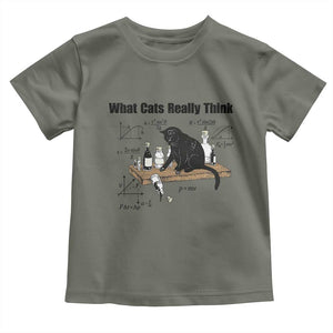 Funny Physics Cat Meme Toddler T Shirt What Cats Really Think TS12 Military Green Print Your Wear