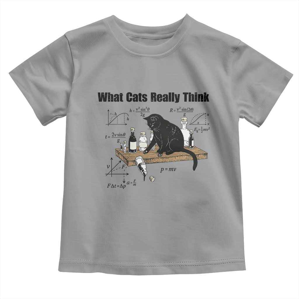 Funny Physics Cat Meme Toddler T Shirt What Cats Really Think TS12 Sport Gray Print Your Wear