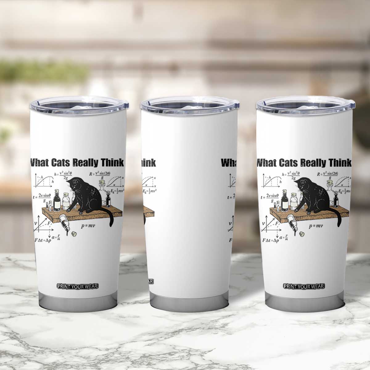 Funny Physics Cat Meme Tumbler Cup What Cats Really Think TS12 Print Your Wear