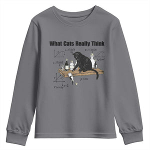Funny Physics Cat Meme Youth Sweatshirt What Cats Really Think TS12 Charcoal Print Your Wear