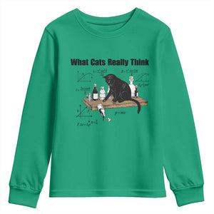Funny Physics Cat Meme Youth Sweatshirt What Cats Really Think TS12 Irish Green Print Your Wear