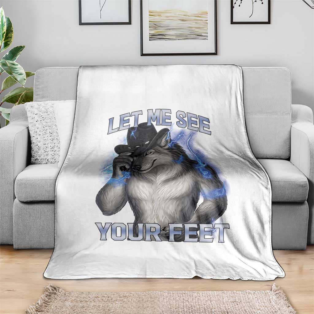 Funny Alpha Wolf Ironic Meme Throw Blanket Let Me See Your Feet TS12 Print Your Wear