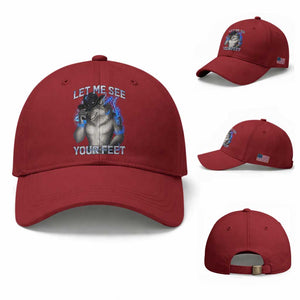 Funny Alpha Wolf Ironic Meme Baseball Cap Let Me See Your Feet TS12 Baseball Cap Universal Fit Cherry Red Print Your Wear