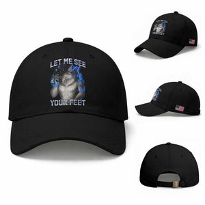 Funny Alpha Wolf Ironic Meme Baseball Cap Let Me See Your Feet TS12 Baseball Cap Universal Fit Black Print Your Wear
