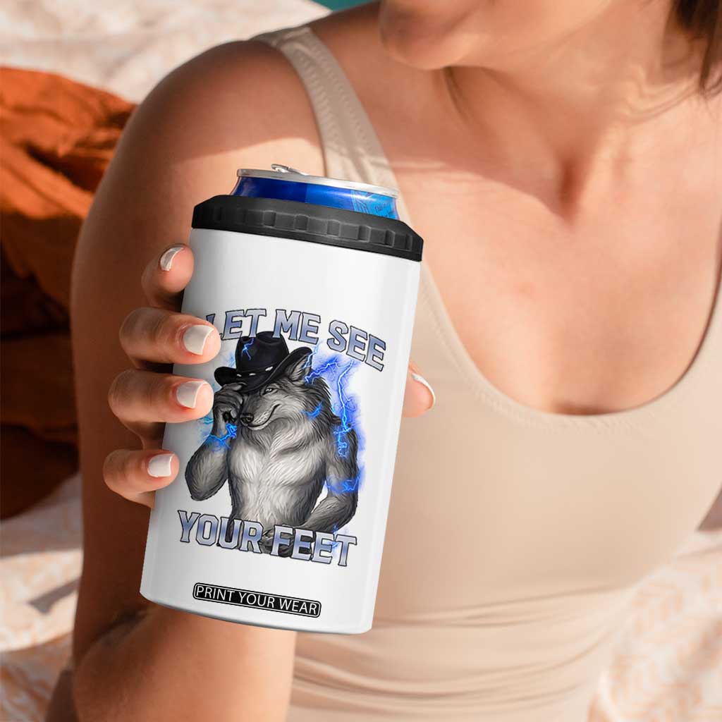 Funny Alpha Wolf Ironic Meme 4 in 1 Can Cooler Tumbler Let Me See Your Feet TS12 Print Your Wear