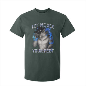 Funny Alpha Wolf Ironic Meme T Shirt For Kid Let Me See Your Feet TS12 Dark Forest Green Print Your Wear