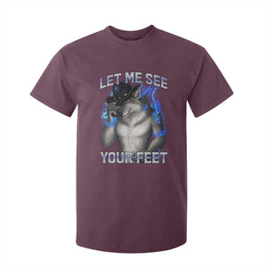 Funny Alpha Wolf Ironic Meme T Shirt For Kid Let Me See Your Feet TS12 Maroon Print Your Wear